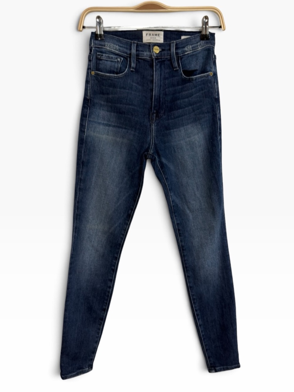 FRAME Denim Ali High Rise Skinny Jeans Womens 25 Belhaven Dark Wash Stretch USA
